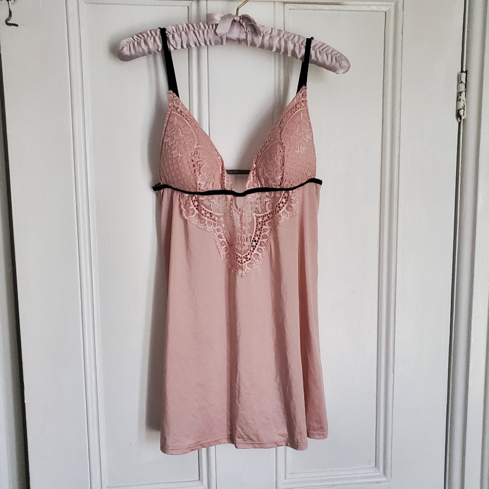 NWOT La Senza Pink Chemise Lingerie Top